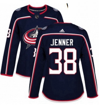 Womens Adidas Columbus Blue Jackets 38 Boone Jenner Authentic Navy Blue Home NHL Jersey