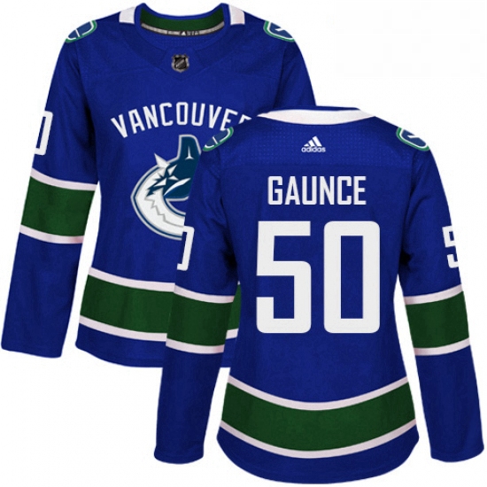 Womens Adidas Vancouver Canucks 50 Brendan Gaunce Authentic Blue Home NHL Jersey