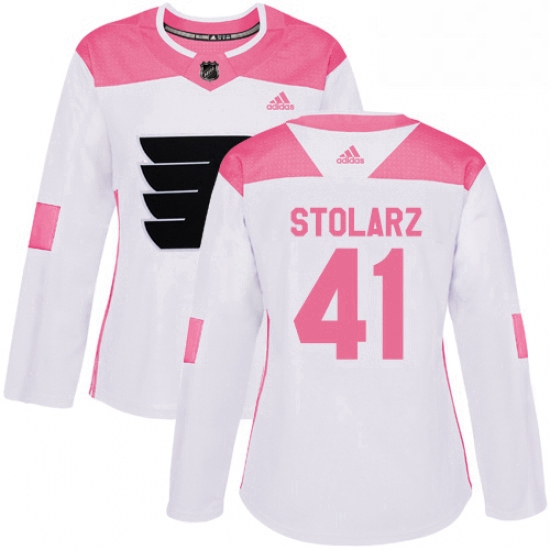 Womens Adidas Philadelphia Flyers 41 Anthony Stolarz Authentic WhitePink Fashion NHL Jersey