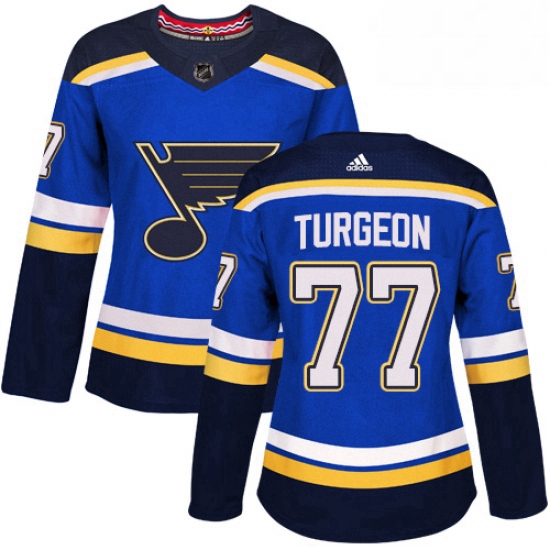 Womens Adidas St Louis Blues 77 Pierre Turgeon Premier Royal Blue Home NHL Jersey