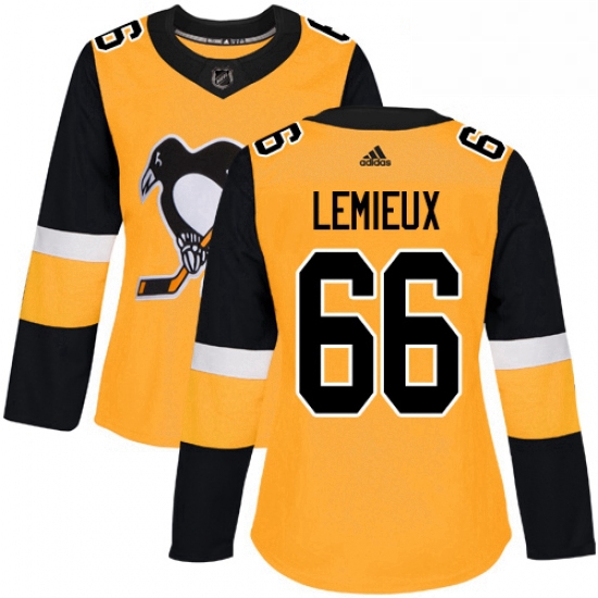 Womens Adidas Pittsburgh Penguins 66 Mario Lemieux Authentic Gold Alternate NHL Jersey