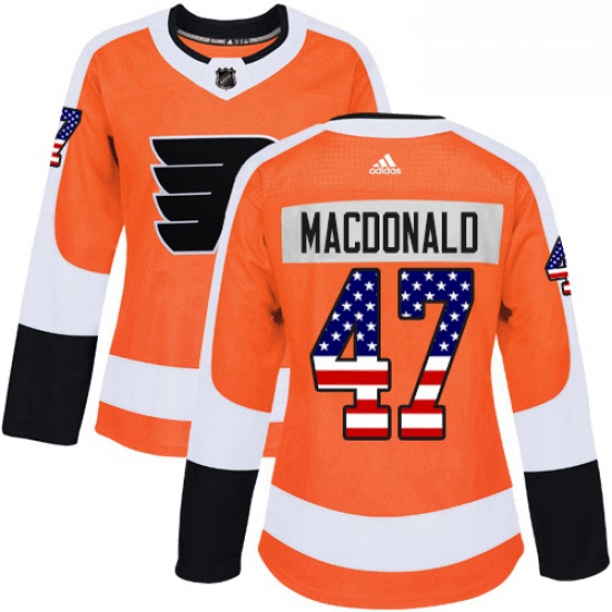 Womens Adidas Philadelphia Flyers 47 Andrew MacDonald Authentic Orange USA Flag Fashion NHL Jersey