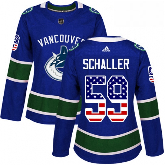 Womens Adidas Vancouver Canucks 59 Tim Schaller Authentic Blue USA Flag Fashion NHL Jersey