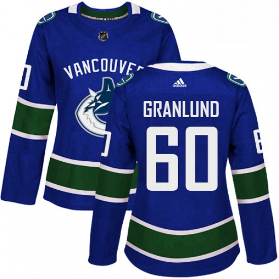 Womens Adidas Vancouver Canucks 60 Markus Granlund Premier Blue Home NHL Jersey