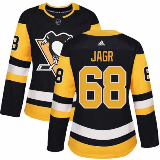 Womens Adidas Pittsburgh Penguins 68 Jaromir Jagr Authentic Black Home NHL Jersey