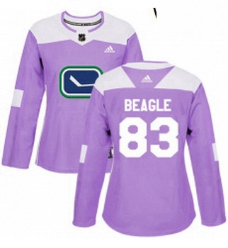Womens Adidas Vancouver Canucks 83 Jay Beagle Authentic Purple F
