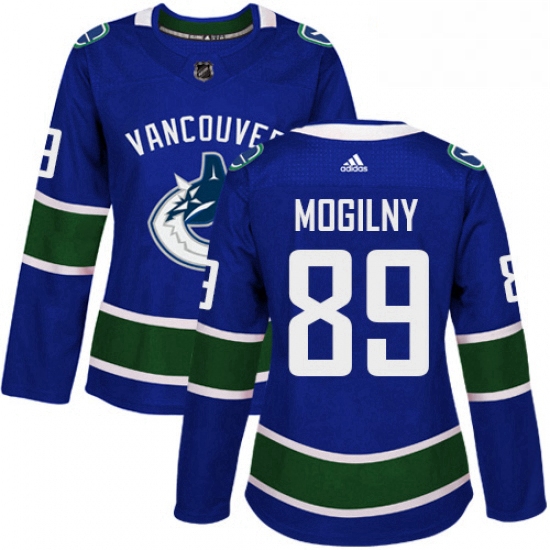 Womens Adidas Vancouver Canucks 89 Alexander Mogilny Authentic Blue Home NHL Jersey