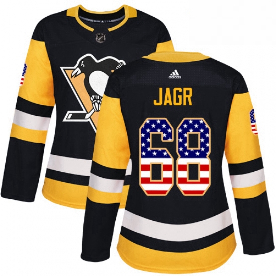 Womens Adidas Pittsburgh Penguins 68 Jaromir Jagr Authentic Blac