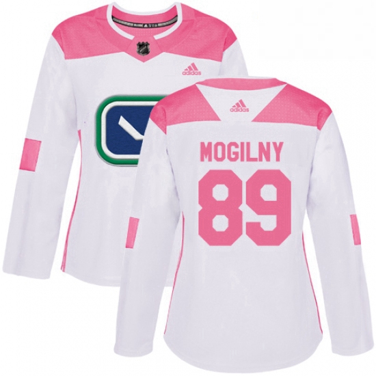 Womens Adidas Vancouver Canucks 89 Alexander Mogilny Authentic WhitePink Fashion NHL Jersey