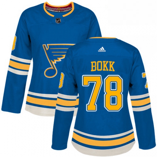 Womens Adidas St Louis Blues 78 Dominik Bokk Authentic Navy Blue Alternate NHL Jersey