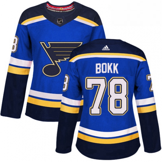 Womens Adidas St Louis Blues 78 Dominik Bokk Authentic Royal Blue Home NHL Jersey