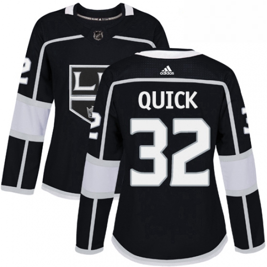 Womens Adidas Los Angeles Kings 32 Jonathan Quick Authentic Black Home NHL Jersey