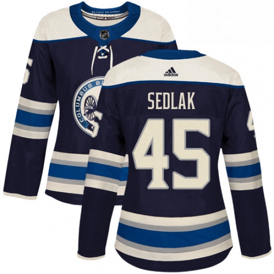 Womens Adidas Columbus Blue Jackets 45 Lukas Sedlak Authentic Navy Blue Alternate NHL Jersey