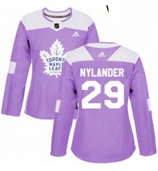 Womens Adidas Toronto Maple Leafs 29 William Nylander Authentic Purple Fights Cancer Practice NHL Je