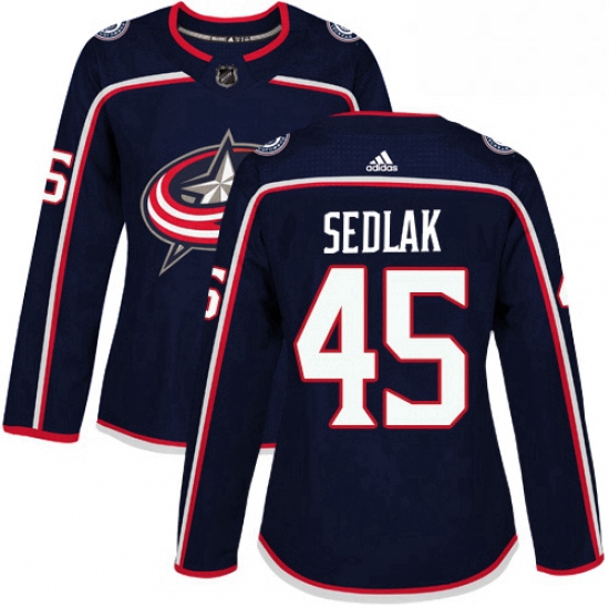 Womens Adidas Columbus Blue Jackets 45 Lukas Sedlak Authentic Navy Blue Home NHL Jersey