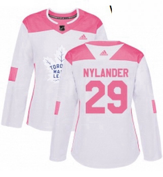 Womens Adidas Toronto Maple Leafs 29 William Nylander Authentic WhitePink Fashion NHL Jersey