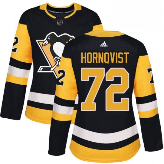 Womens Adidas Pittsburgh Penguins 72 Patric Hornqvist Authentic Black Home NHL Jersey