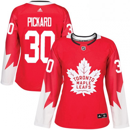 Womens Adidas Toronto Maple Leafs 30 Calvin Pickard Authentic Red Alternate NHL Jersey