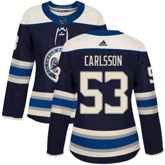 Womens Adidas Columbus Blue Jackets 53 Gabriel Carlsson Authentic Navy Blue Alternate NHL Jersey