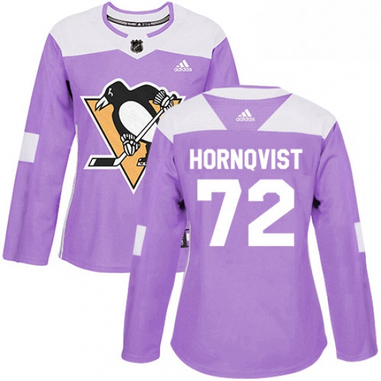 Womens Adidas Pittsburgh Penguins 72 Patric Hornqvist Authentic Purple Fights Cancer Practice NHL Je