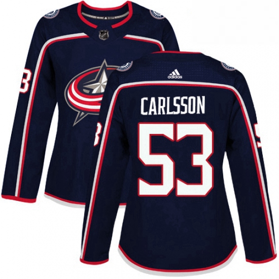 Womens Adidas Columbus Blue Jackets 53 Gabriel Carlsson Authentic Navy Blue Home NHL Jersey