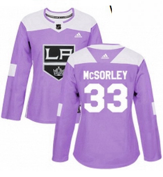 Womens Adidas Los Angeles Kings 33 Marty Mcsorley Authentic Purple Fights Cancer Practice NHL Jersey