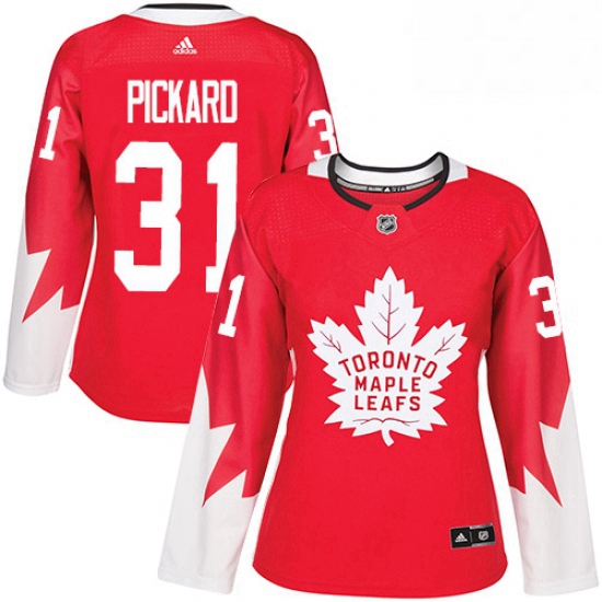 Womens Adidas Toronto Maple Leafs 31 Calvin Pickard Authentic Red Alternate NHL Jersey