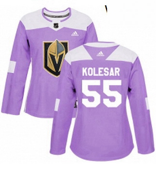 Womens Adidas Vegas Golden Knights 55 Keegan Kolesar Authentic Purple Fights Cancer Practice NHL Jer