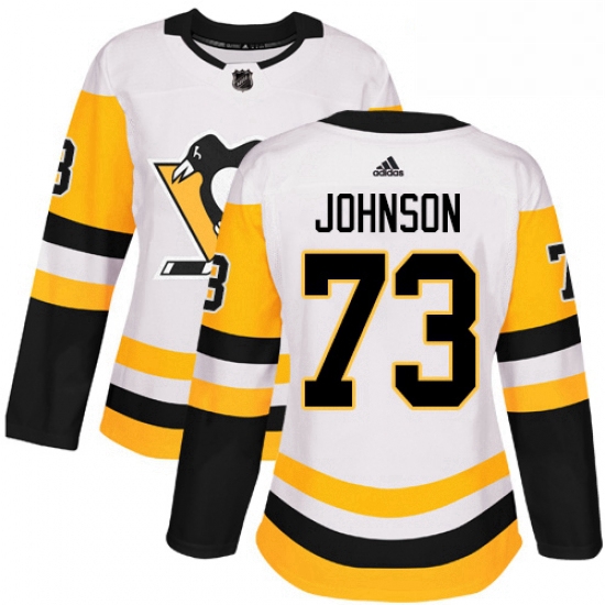 Womens Adidas Pittsburgh Penguins 73 Jack Johnson Authentic White Away NHL Jersey