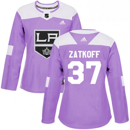 Womens Adidas Los Angeles Kings 37 Jeff Zatkoff Authentic Purple Fights Cancer Practice NHL Jersey