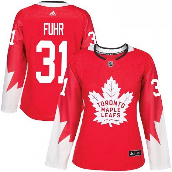 Womens Adidas Toronto Maple Leafs 31 Grant Fuhr Authentic Red Alternate NHL Jersey