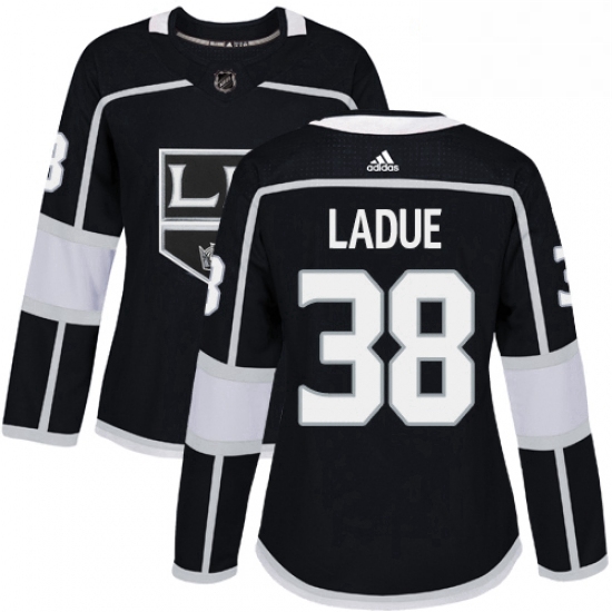 Womens Adidas Los Angeles Kings 38 Paul LaDue Authentic Black Home NHL Jersey