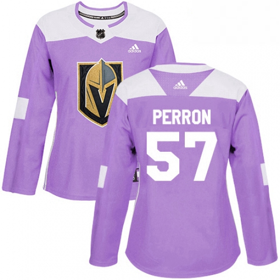 Womens Adidas Vegas Golden Knights 57 David Perron Authentic Purple Fights Cancer Practice NHL Jerse