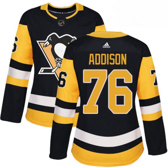 Womens Adidas Pittsburgh Penguins 76 Calen Addison Authentic Black Home NHL Jersey