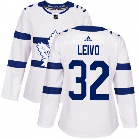 Womens Adidas Toronto Maple Leafs 32 Josh Leivo Authentic White 2018 Stadium Series NHL Jersey