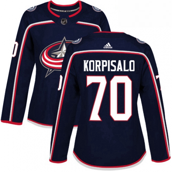 Womens Adidas Columbus Blue Jackets 70 Joonas Korpisalo Authentic Navy Blue Home NHL Jersey