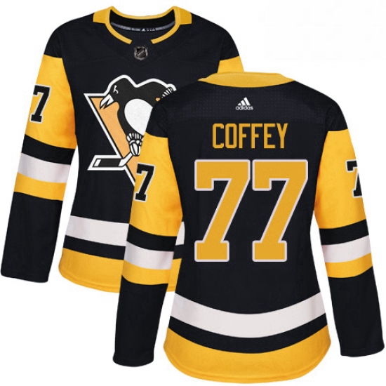 Womens Adidas Pittsburgh Penguins 77 Paul Coffey Authentic Black Home NHL Jersey