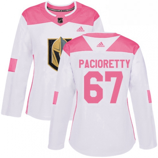 Womens Adidas Vegas Golden Knights 67 Max Pacioretty Authentic White Pink Fashion NHL Jersey