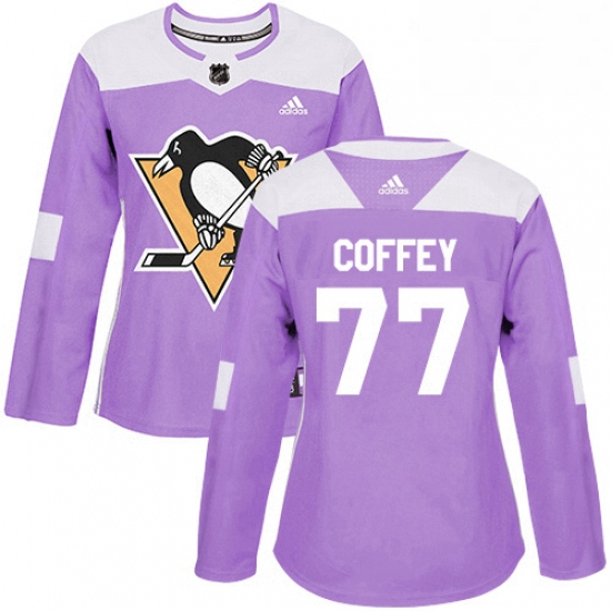 Womens Adidas Pittsburgh Penguins 77 Paul Coffey Authentic Purpl