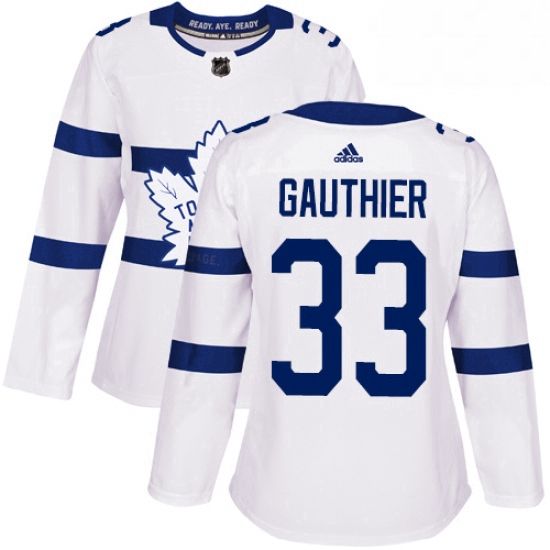 Womens Adidas Toronto Maple Leafs 33 Frederik Gauthier Authentic White 2018 Stadium Series NHL Jerse