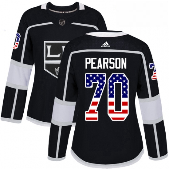 Womens Adidas Los Angeles Kings 70 Tanner Pearson Authentic Black USA Flag Fashion NHL Jersey