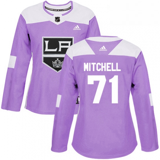 Womens Adidas Los Angeles Kings 71 Torrey Mitchell Authentic Purple Fights Cancer Practice NHL Jerse