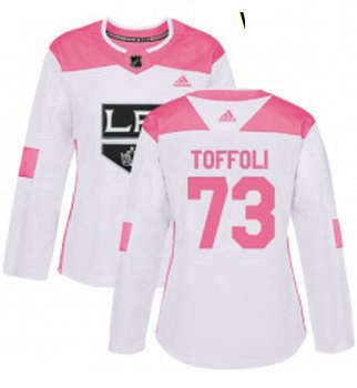 Womens Adidas Los Angeles Kings 73 Tyler Toffoli Authentic WhitePink Fashion NHL Jersey