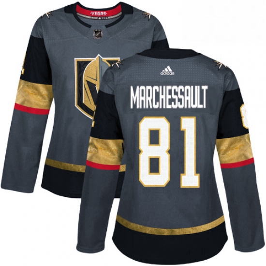 Womens Adidas Vegas Golden Knights 81 Jonathan Marchessault Authentic Gray Home NHL Jersey