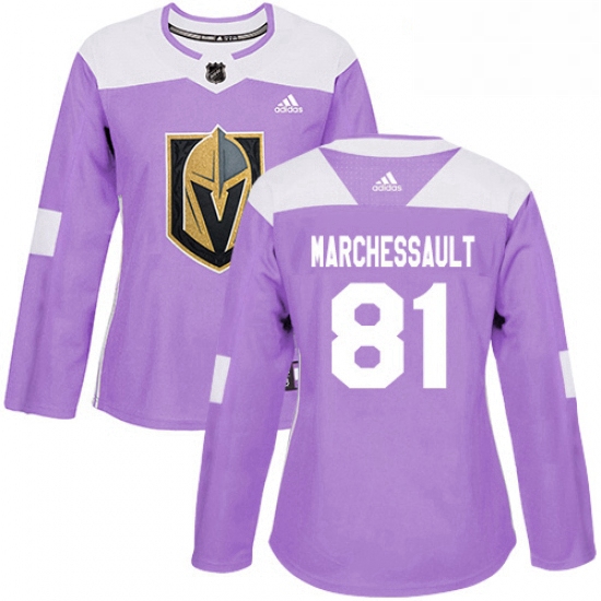 Womens Adidas Vegas Golden Knights 81 Jonathan Marchessault Authentic Purple Fights Cancer Practice 