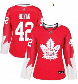 Womens Adidas Toronto Maple Leafs 42 Tyler Bozak Authentic Red A