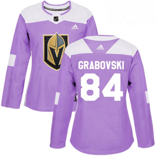 Womens Adidas Vegas Golden Knights 84 Mikhail Grabovski Authentic Purple Fights Cancer Practice NHL 