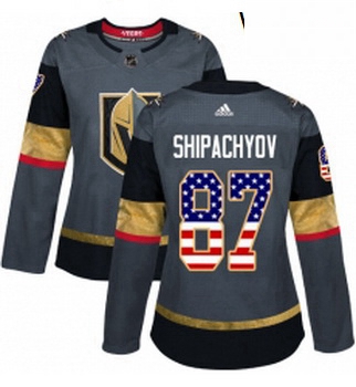 Womens Adidas Vegas Golden Knights 87 Vadim Shipachyov Authentic Gray USA Flag Fashion NHL Jersey