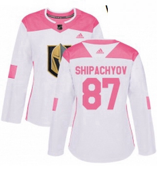 Womens Adidas Vegas Golden Knights 87 Vadim Shipachyov Authentic WhitePink Fashion NHL Jersey