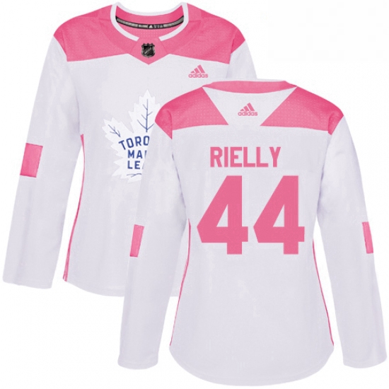 Womens Adidas Toronto Maple Leafs 44 Morgan Rielly Authentic WhitePink Fashion NHL Jersey